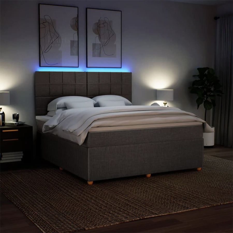 Boxspring met matras stof taupe 180x200 cm