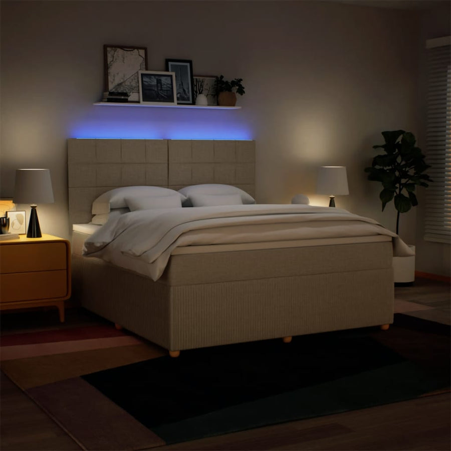Boxspring met matras stof crèmekleurig 180x200 cm
