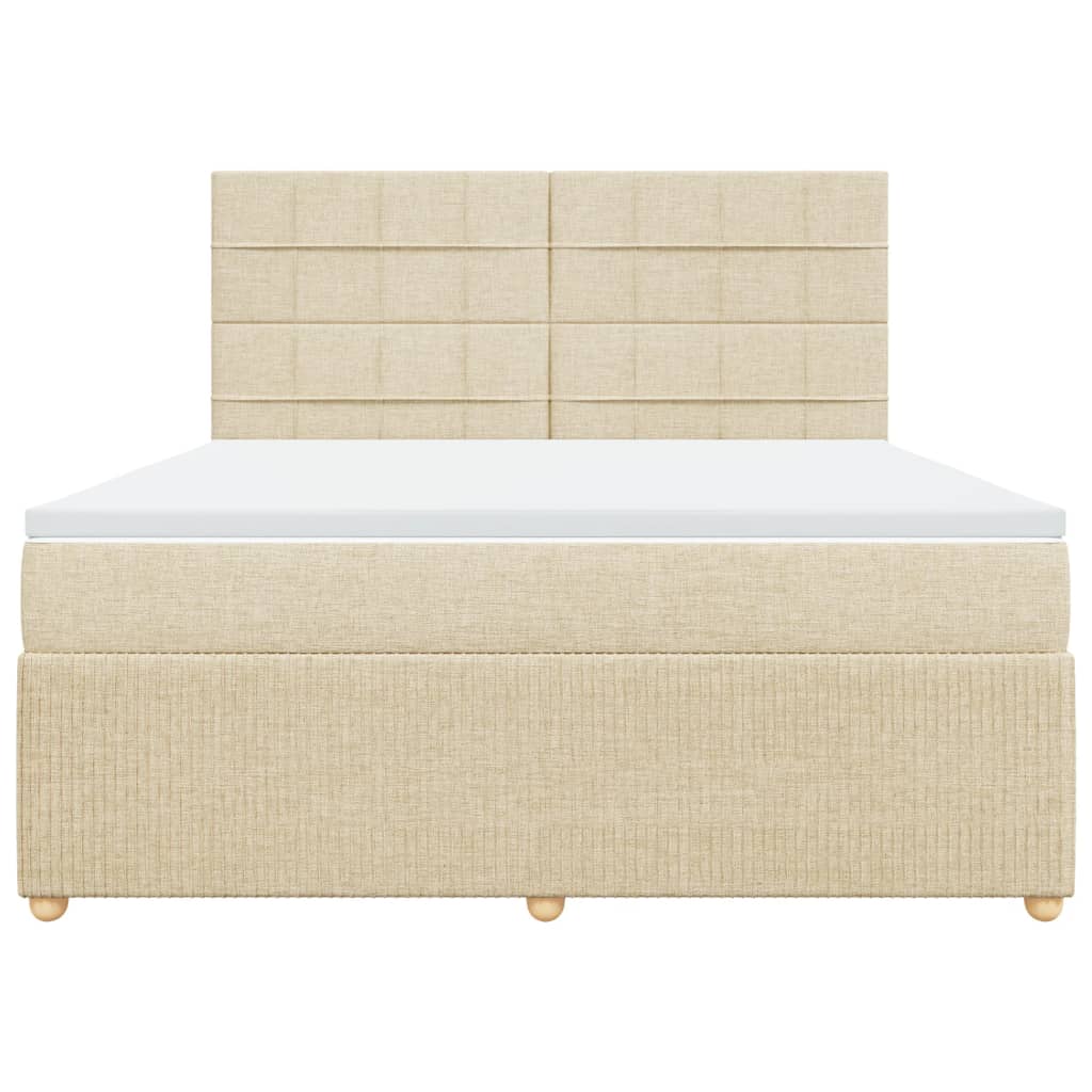 Boxspring met matras stof crèmekleurig 180x200 cm