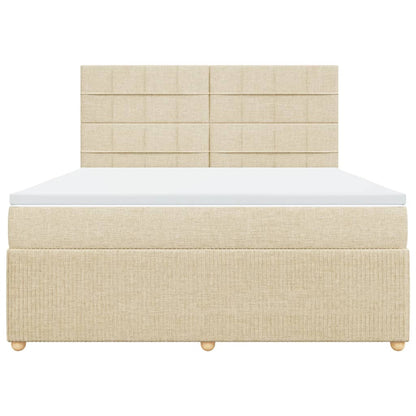 Boxspring met matras stof crèmekleurig 180x200 cm