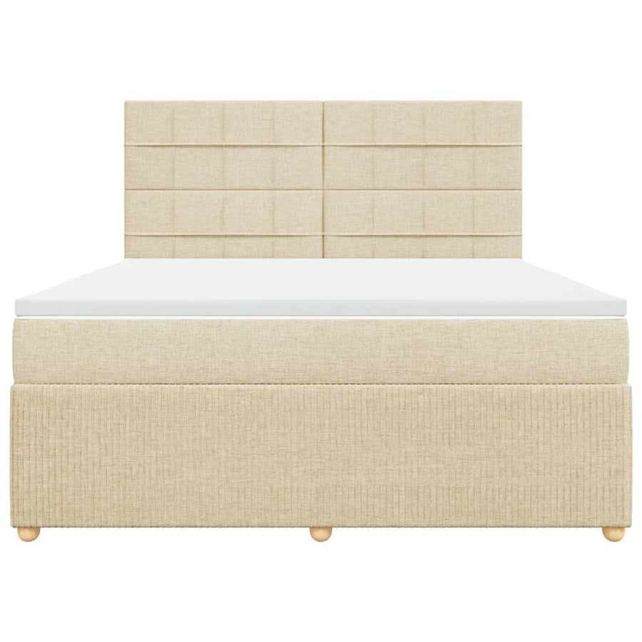 Boxspring met matras stof crèmekleurig 180x200 cm
