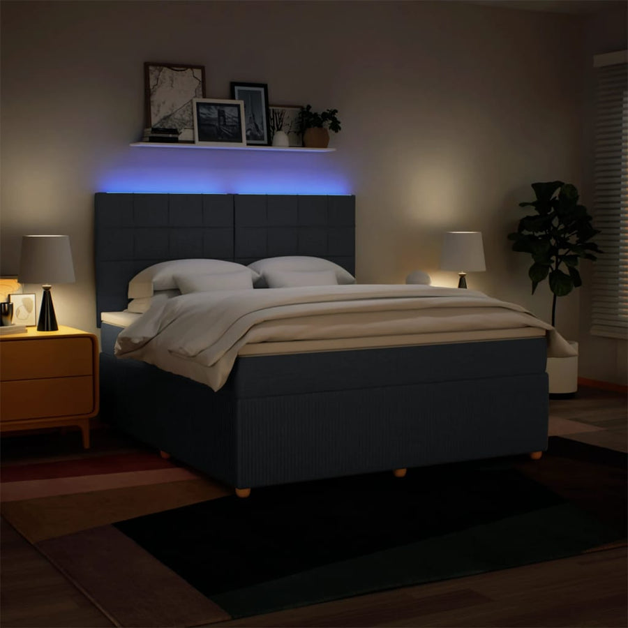 Boxspring met matras stof blauw 180x200 cm