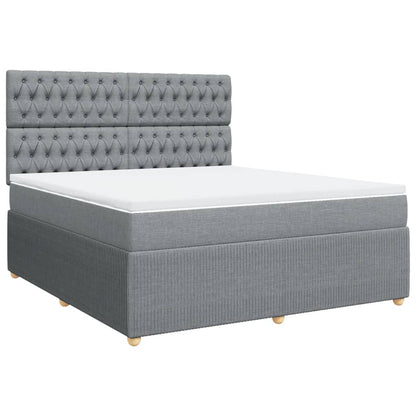 Boxspring met matras stof lichtgrijs 180x200 cm