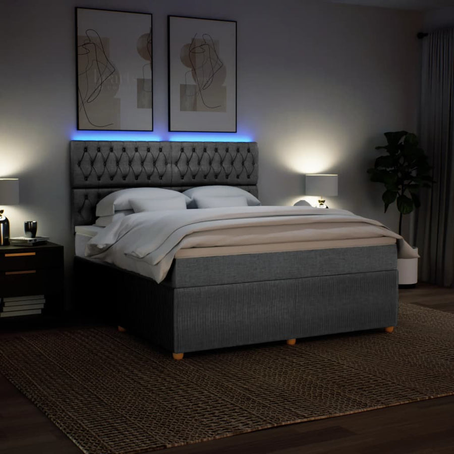 Boxspring met matras stof lichtgrijs 180x200 cm