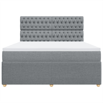 Boxspring met matras stof lichtgrijs 180x200 cm