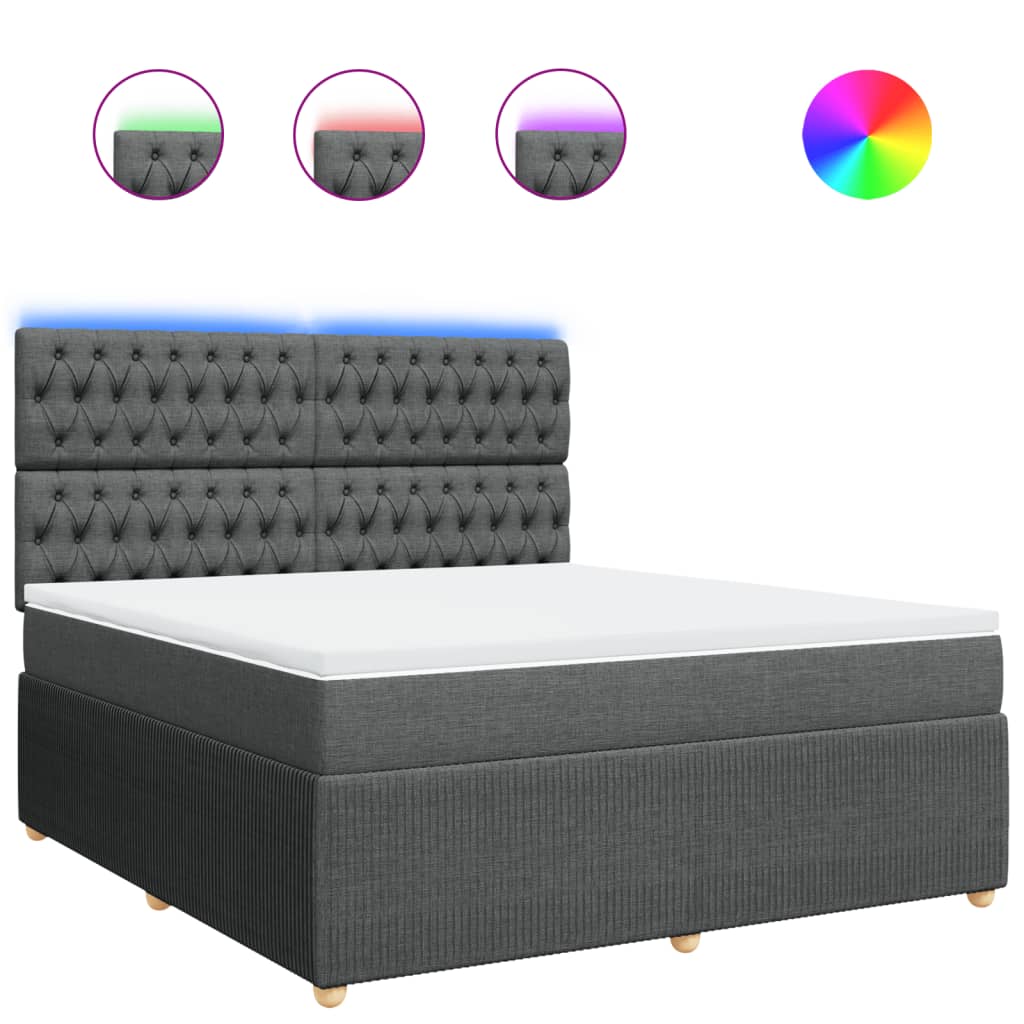 Boxspring met matras stof donkergrijs 180x200 cm
