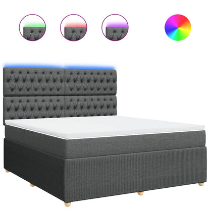 Boxspring met matras stof donkergrijs 180x200 cm