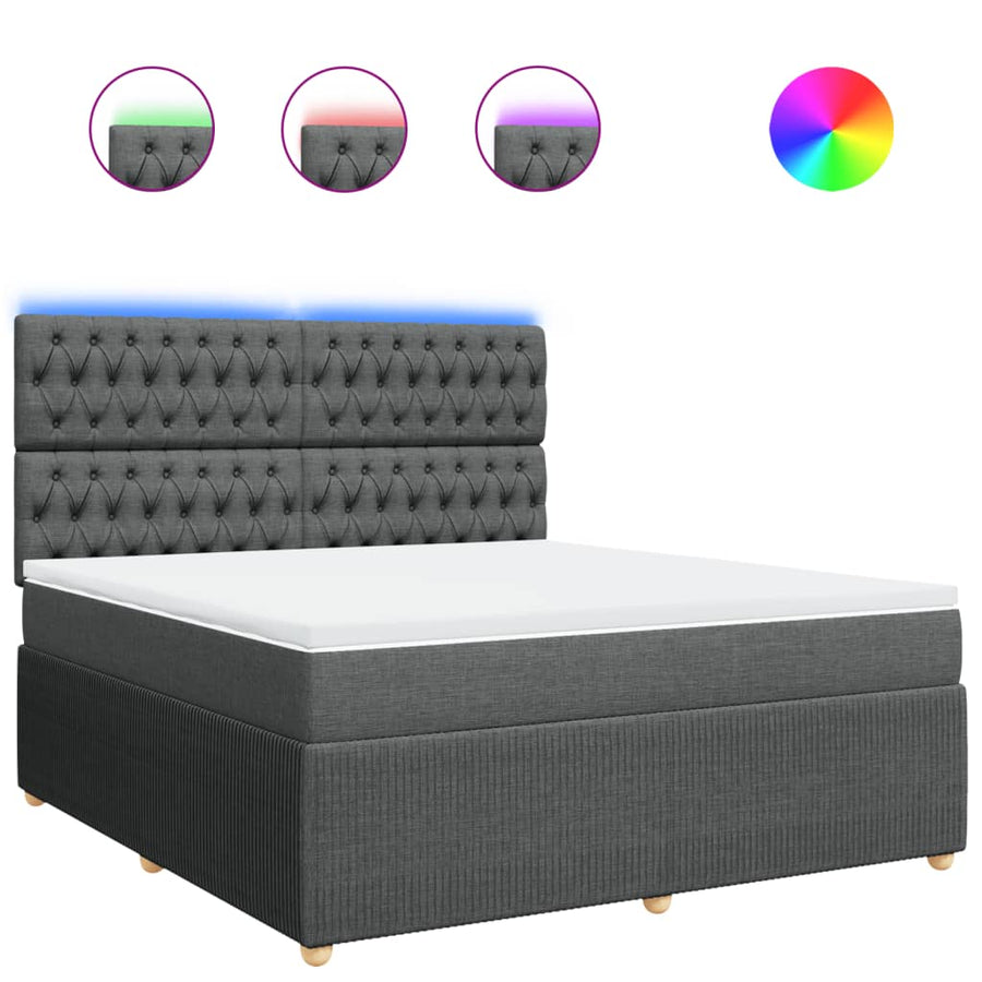 Boxspring met matras stof donkergrijs 180x200 cm