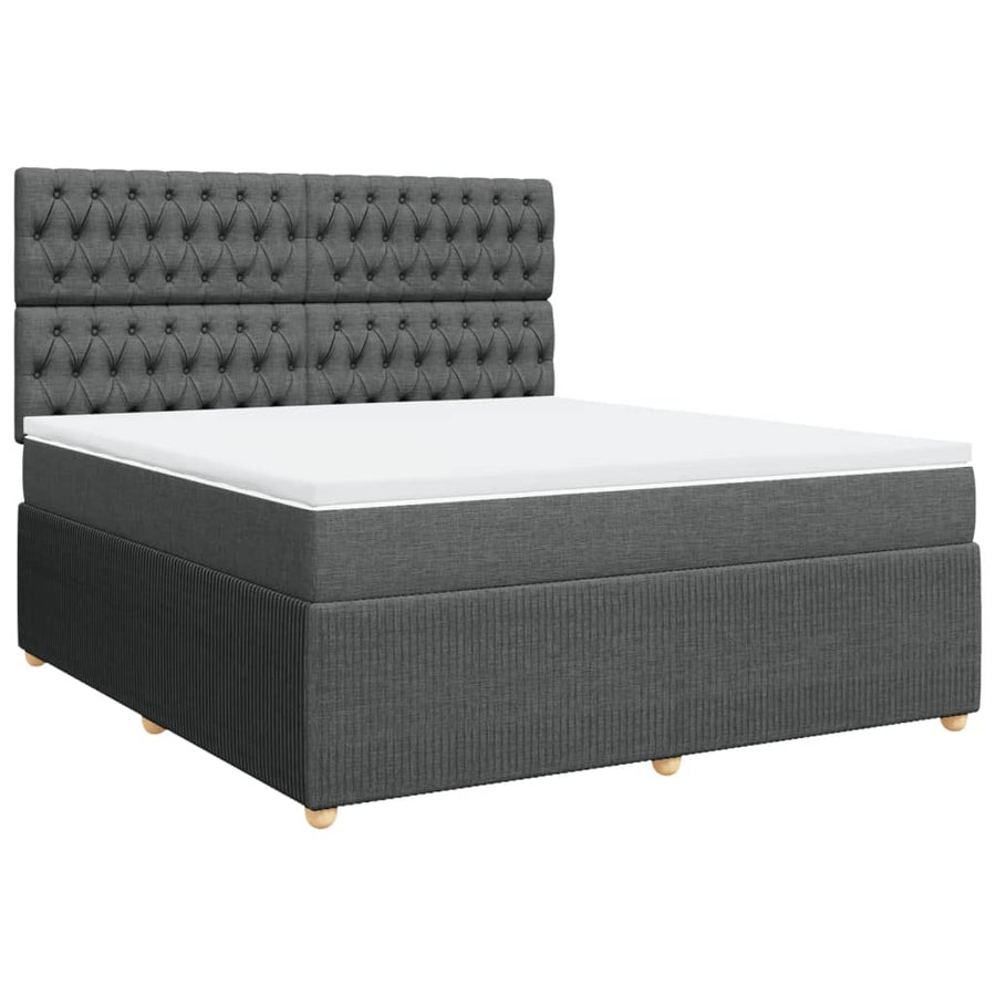 Boxspring met matras stof donkergrijs 180x200 cm