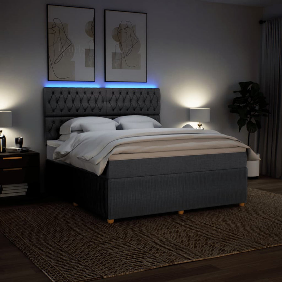 Boxspring met matras stof donkergrijs 180x200 cm