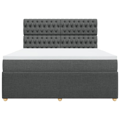 Boxspring met matras stof donkergrijs 180x200 cm