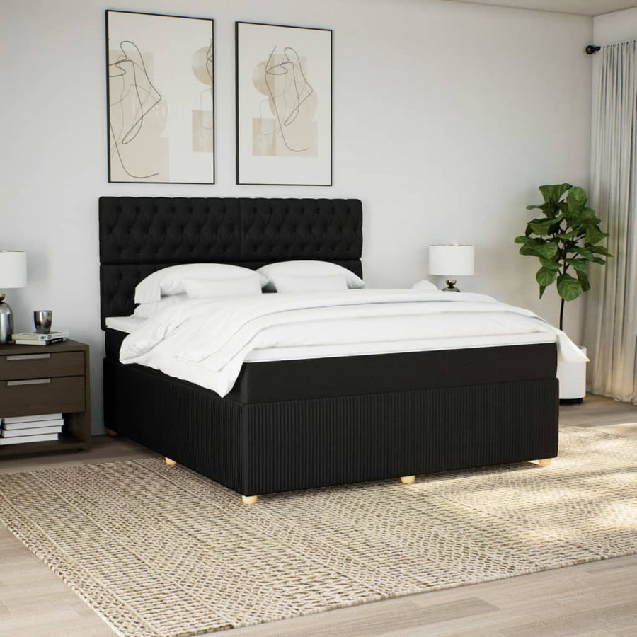 Boxspring met matras stof zwart 180x200 cm