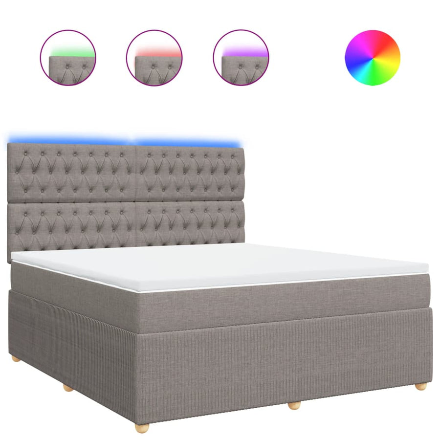 Boxspring met matras stof taupe 180x200 cm