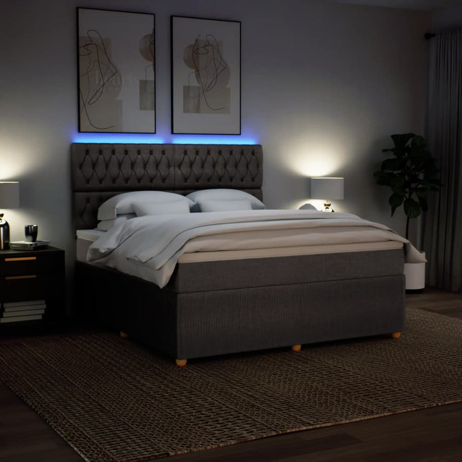 Boxspring met matras stof taupe 180x200 cm