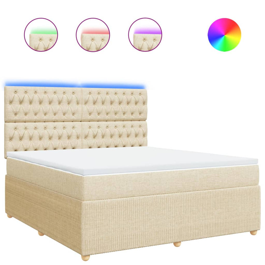 Boxspring met matras stof crèmekleurig 180x200 cm