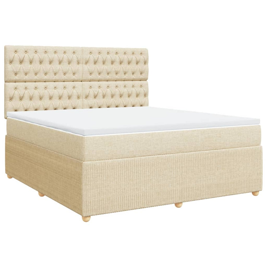 Boxspring met matras stof crèmekleurig 180x200 cm