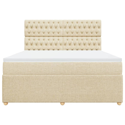Boxspring met matras stof crèmekleurig 180x200 cm