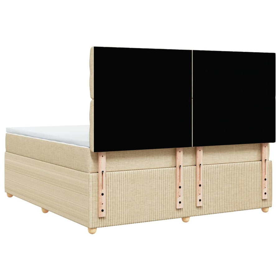 Boxspring met matras stof crèmekleurig 180x200 cm