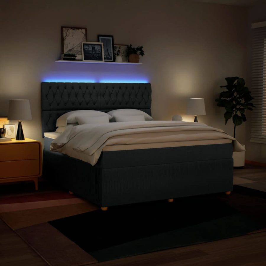 Boxspring met matras stof blauw 180x200 cm