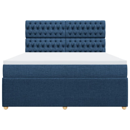 Boxspring met matras stof blauw 180x200 cm