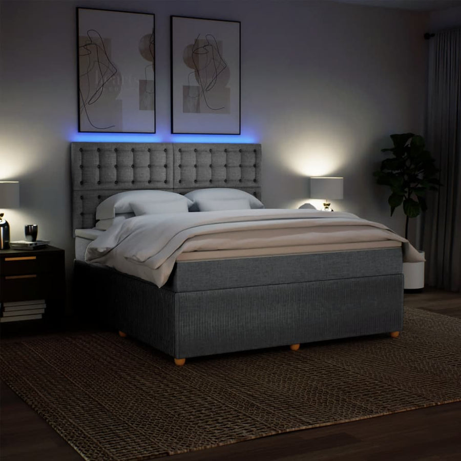 Boxspring met matras stof lichtgrijs 180x200 cm