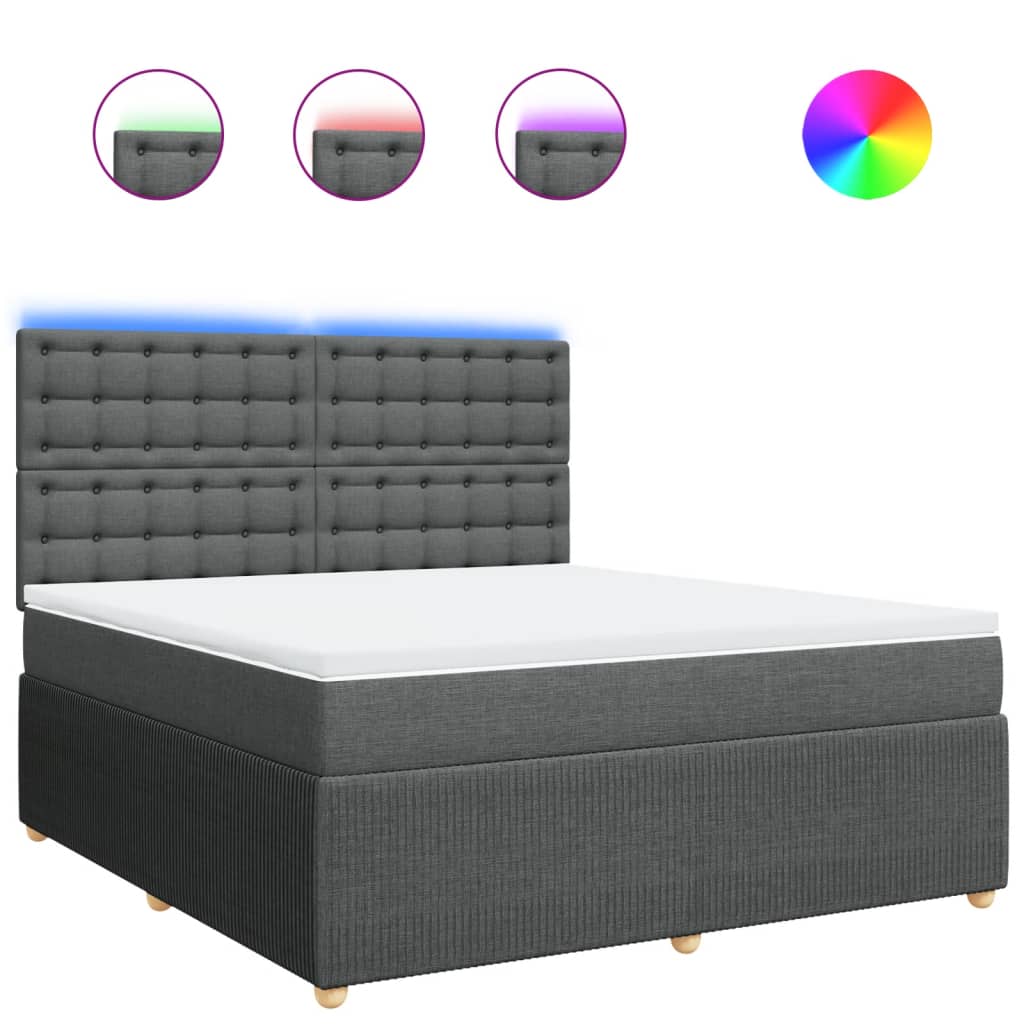 Boxspring met matras stof donkergrijs 180x200 cm
