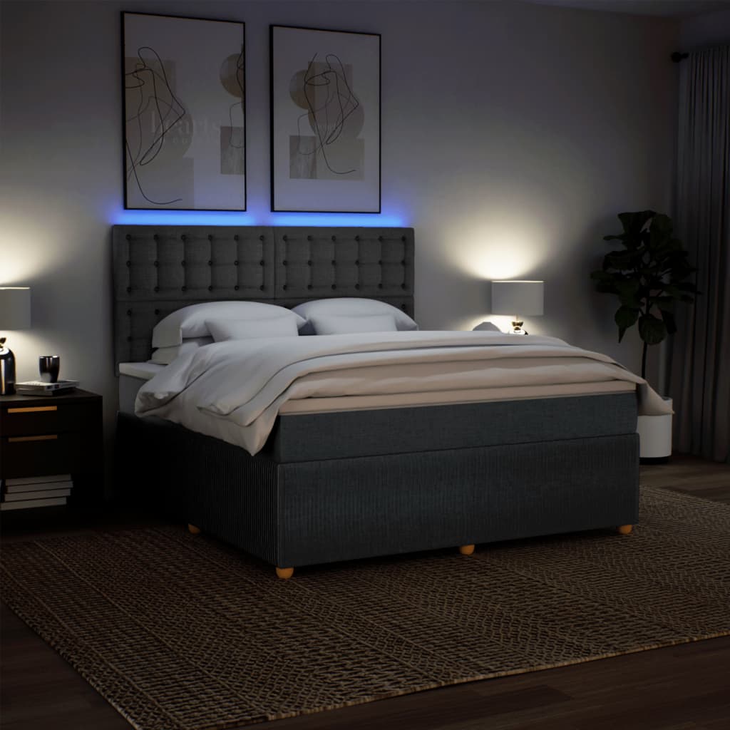 Boxspring met matras stof donkergrijs 180x200 cm