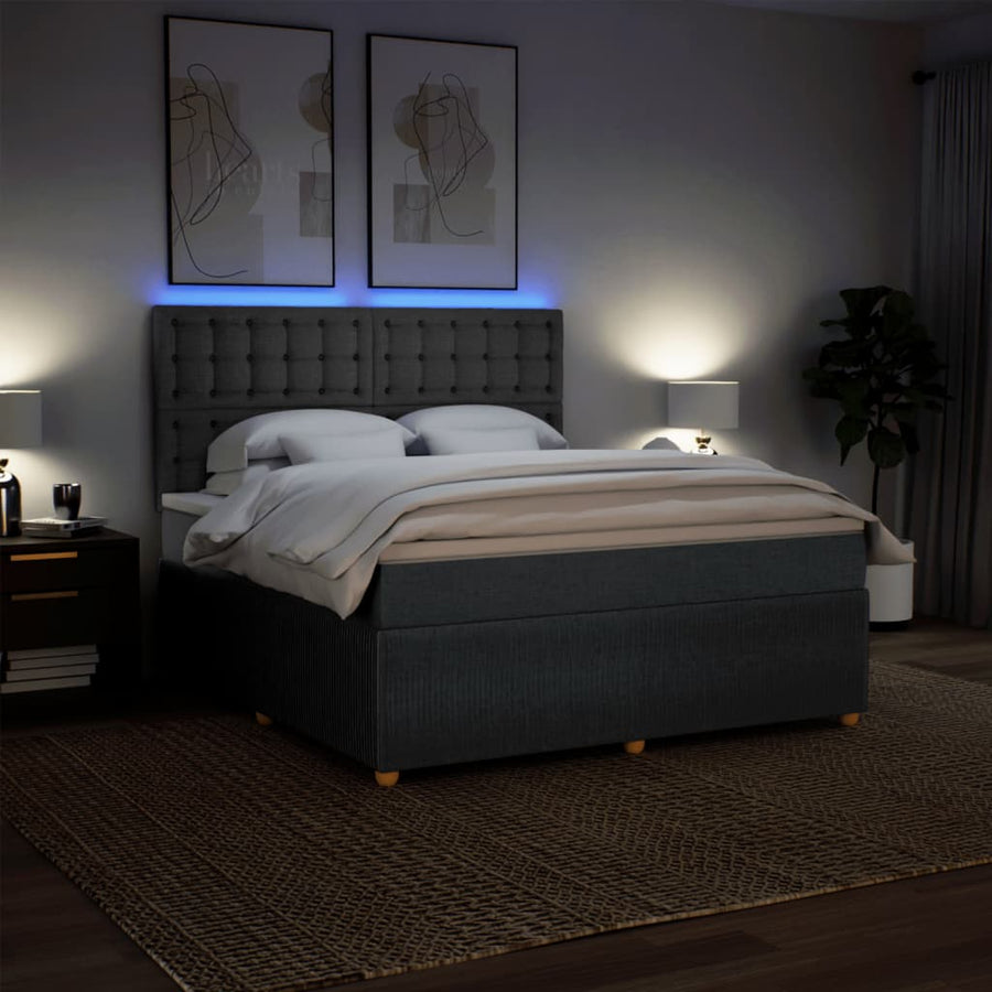 Boxspring met matras stof donkergrijs 180x200 cm