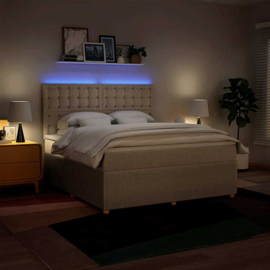 Boxspring met matras stof crèmekleurig 180x200 cm