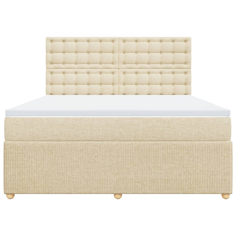 Boxspring met matras stof crèmekleurig 180x200 cm