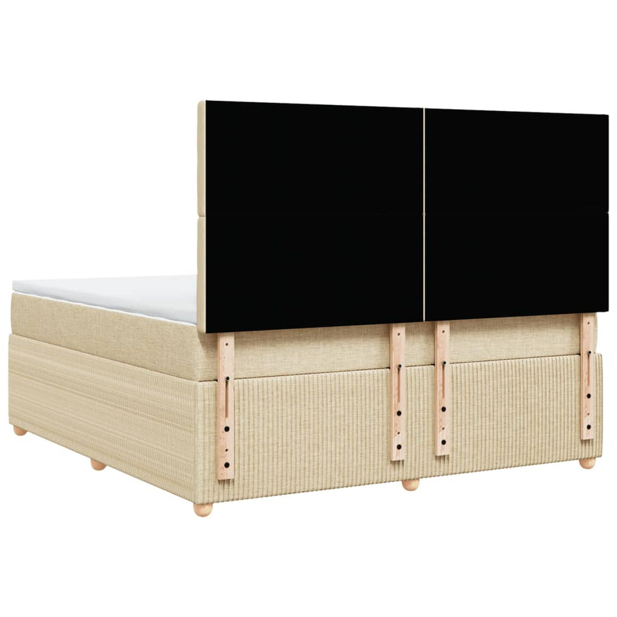 Boxspring met matras stof crèmekleurig 180x200 cm
