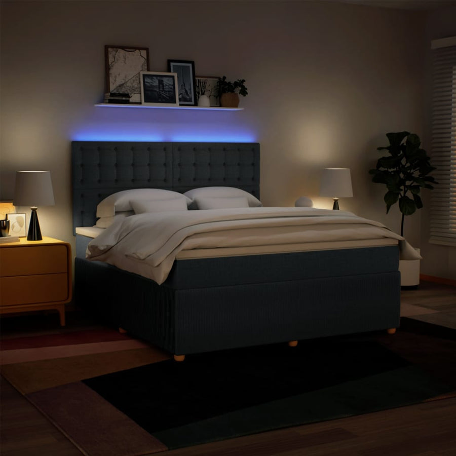 Boxspring met matras stof blauw 180x200 cm