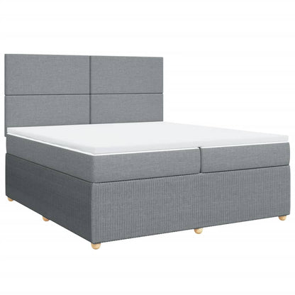 Boxspring met matras stof lichtgrijs 200x200 cm