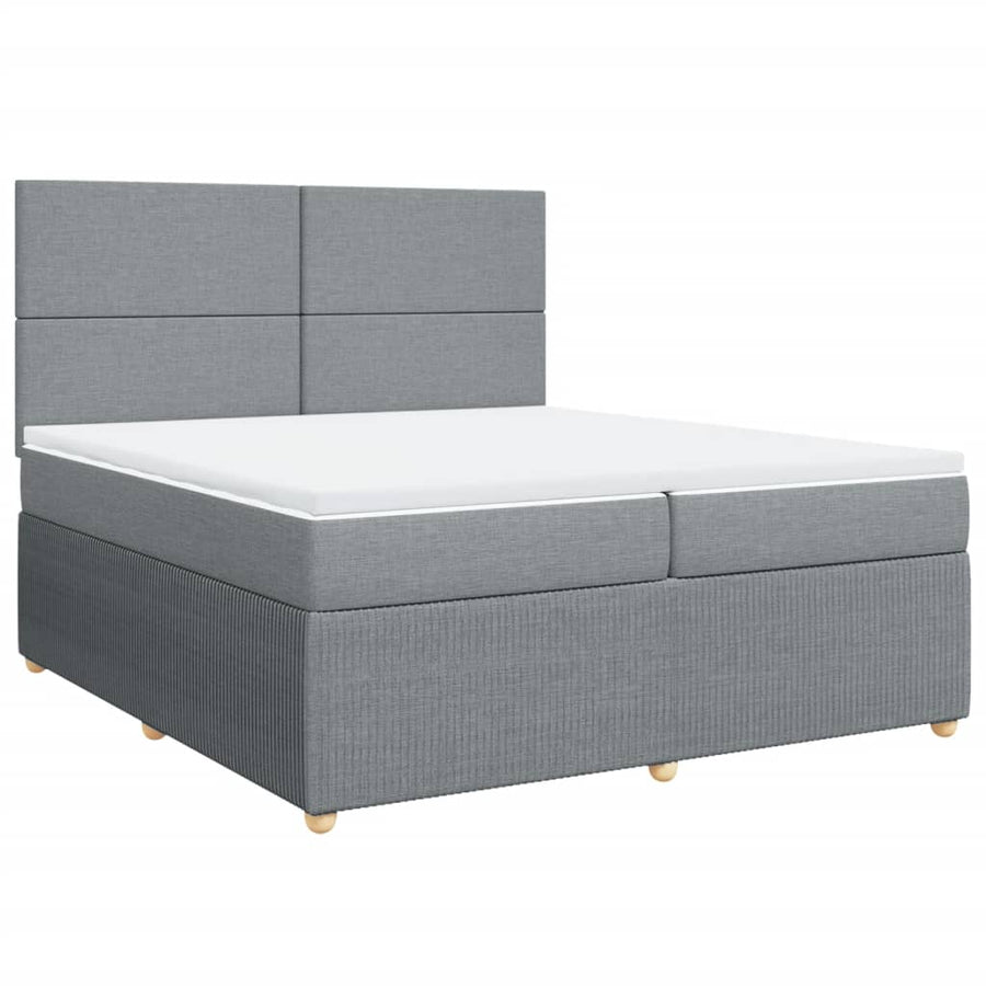 Boxspring met matras stof lichtgrijs 200x200 cm