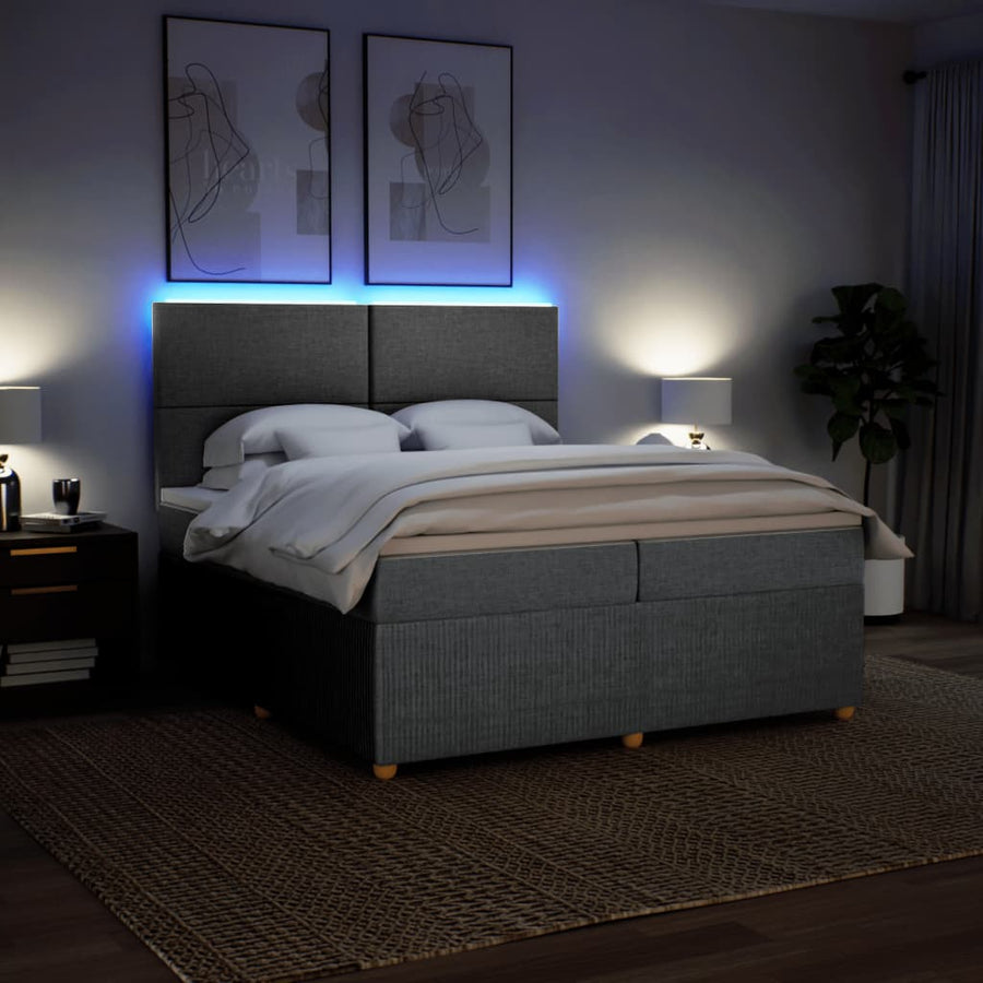 Boxspring met matras stof lichtgrijs 200x200 cm