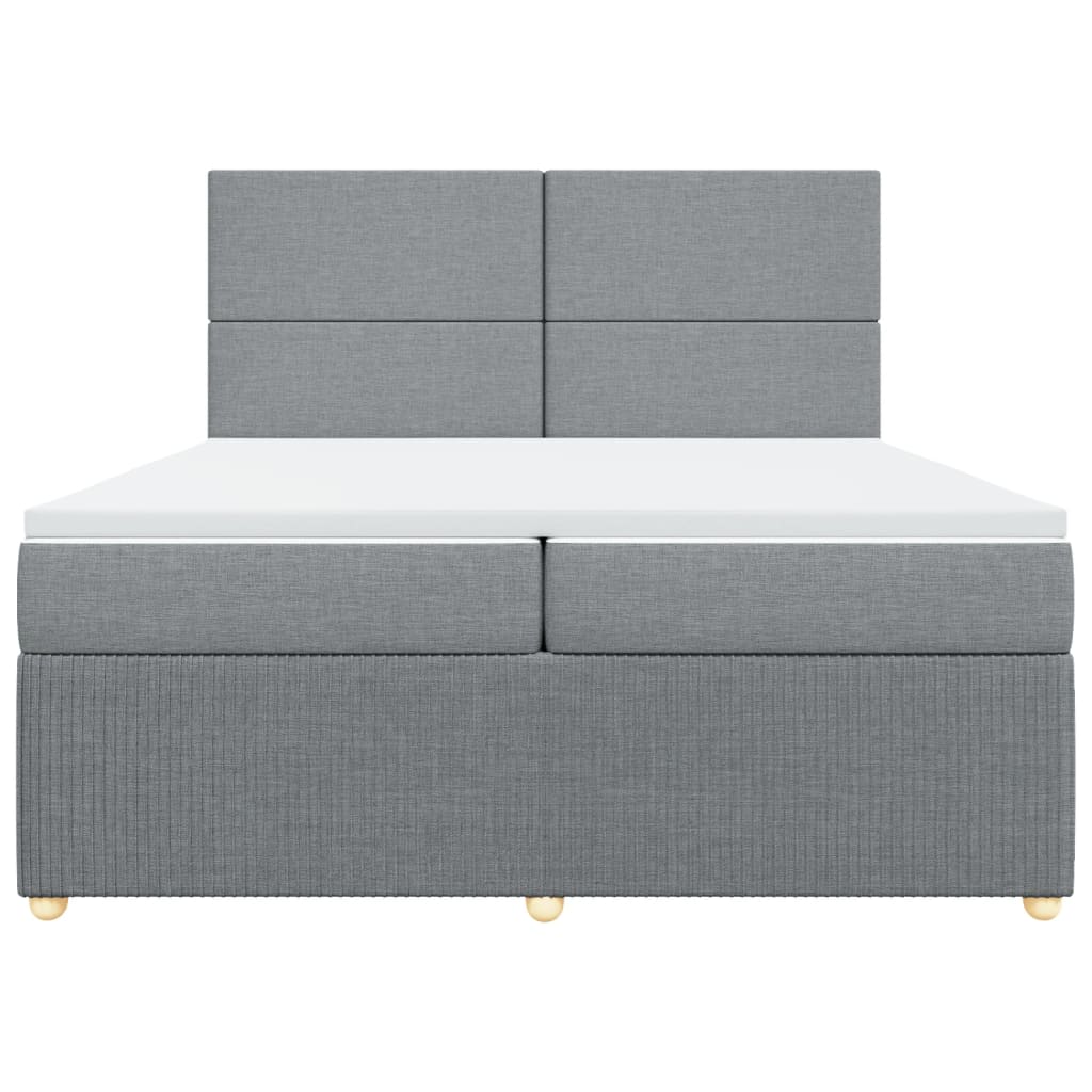 Boxspring met matras stof lichtgrijs 200x200 cm