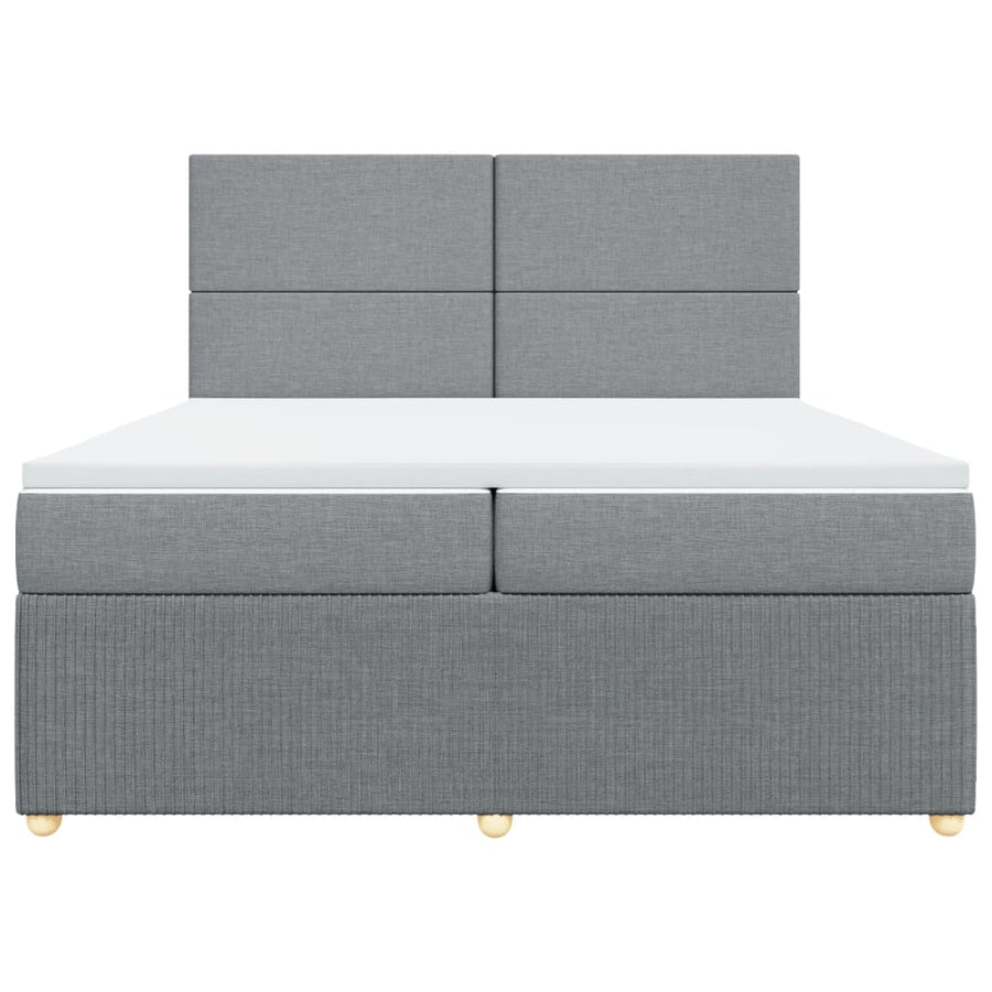 Boxspring met matras stof lichtgrijs 200x200 cm