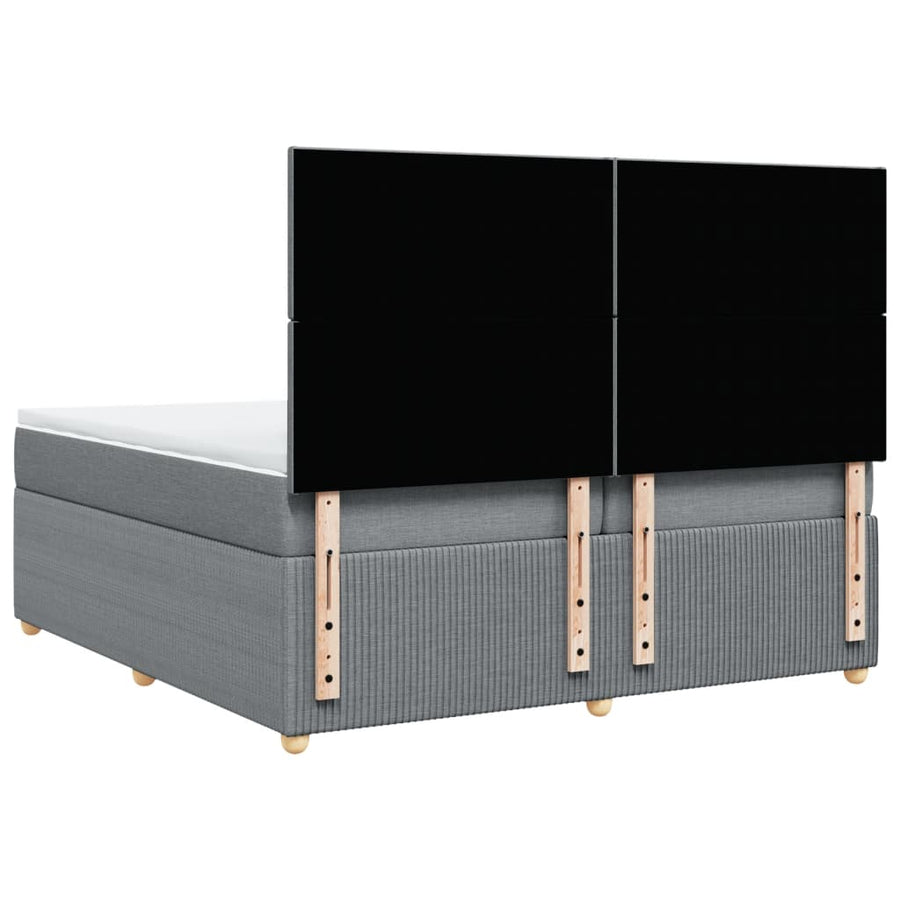 Boxspring met matras stof lichtgrijs 200x200 cm