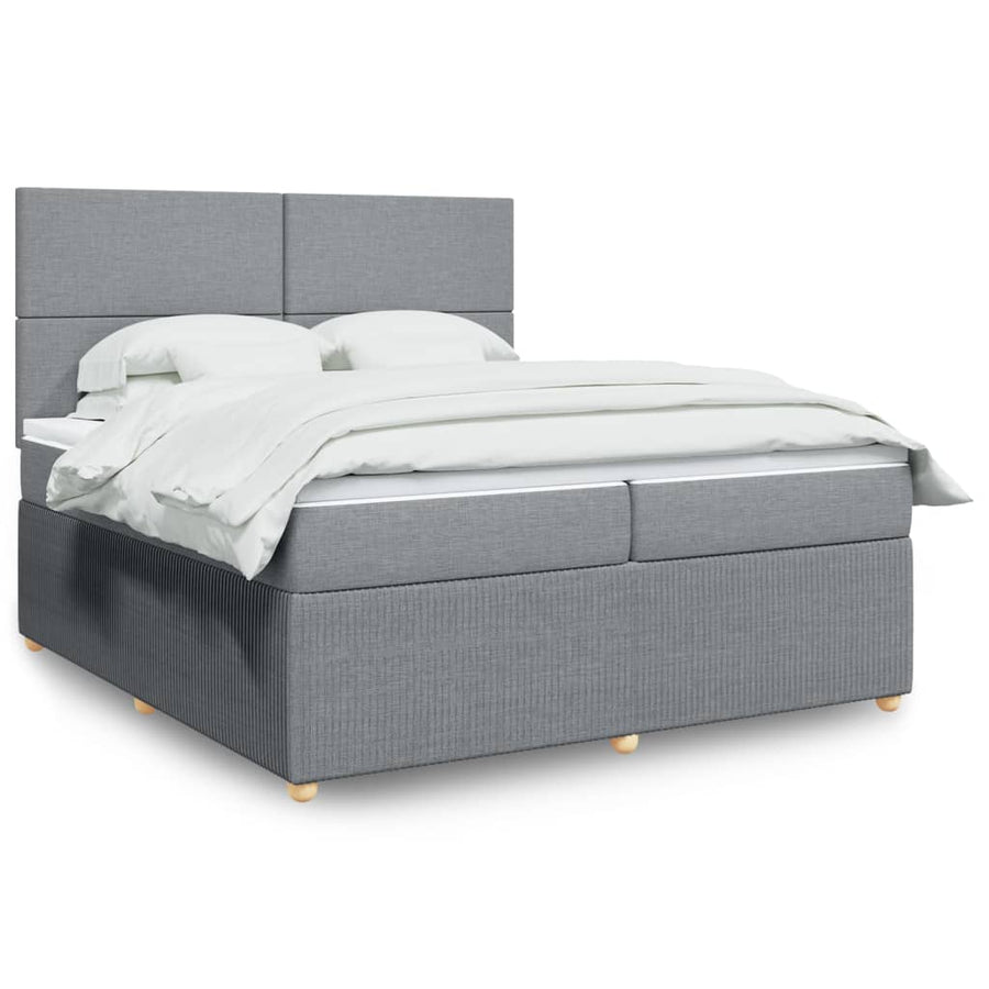 Boxspring met matras stof lichtgrijs 200x200 cm