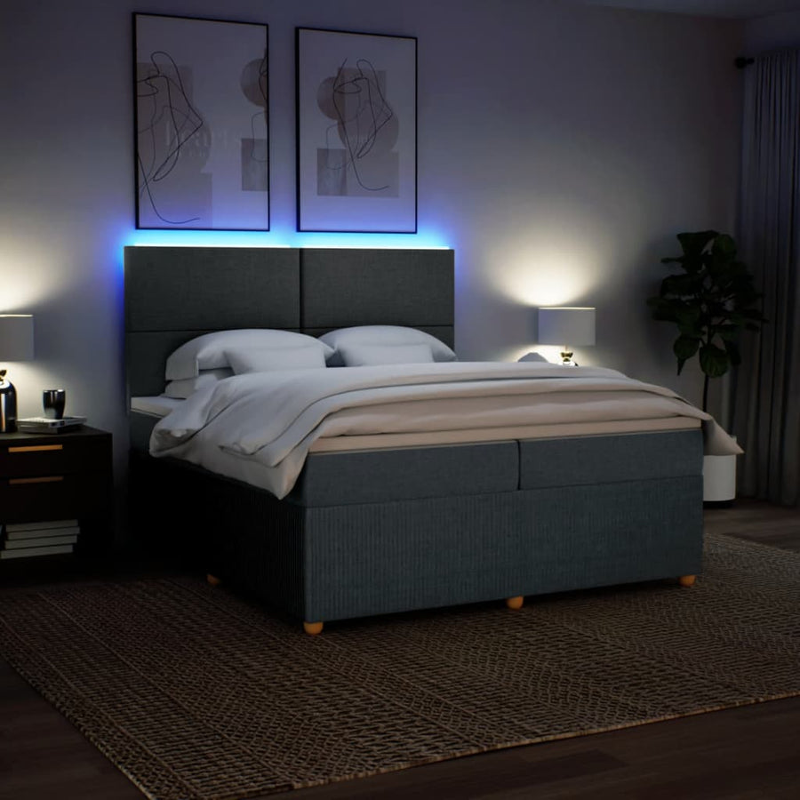 Boxspring met matras stof donkergrijs 200x200 cm