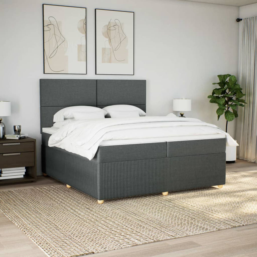 Boxspring met matras stof donkergrijs 200x200 cm