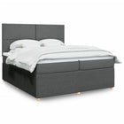 Box spring with dark gray fabric mattress 200x200 cm