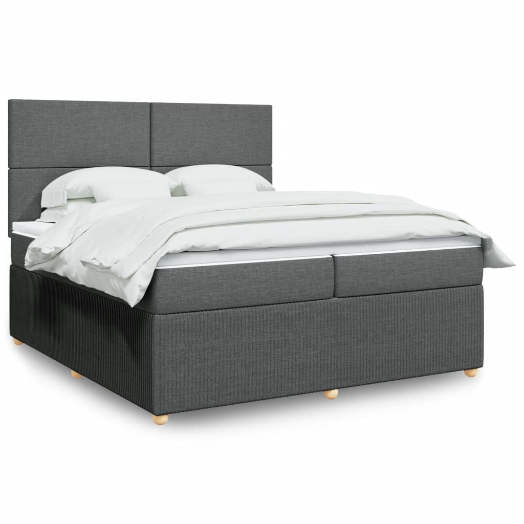 Boxspring met matras stof donkergrijs 200x200 cm