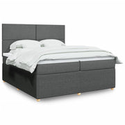 Boxspring met matras donkergrijs 200x200 cm