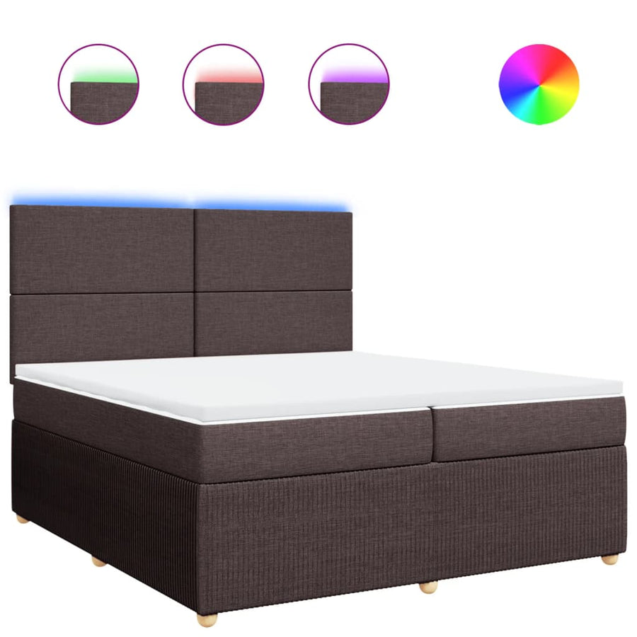 Boxspring met matras stof donkerbruin 200x200 cm