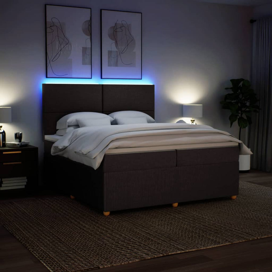Boxspring met matras stof donkerbruin 200x200 cm