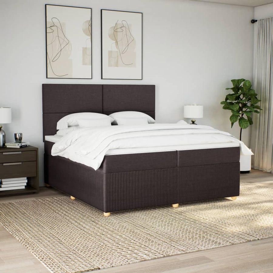 Boxspring met matras stof donkerbruin 200x200 cm