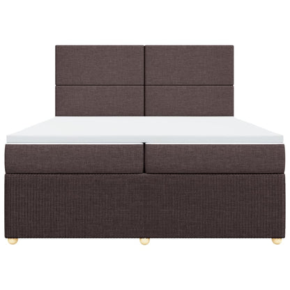 Boxspring met matras stof donkerbruin 200x200 cm