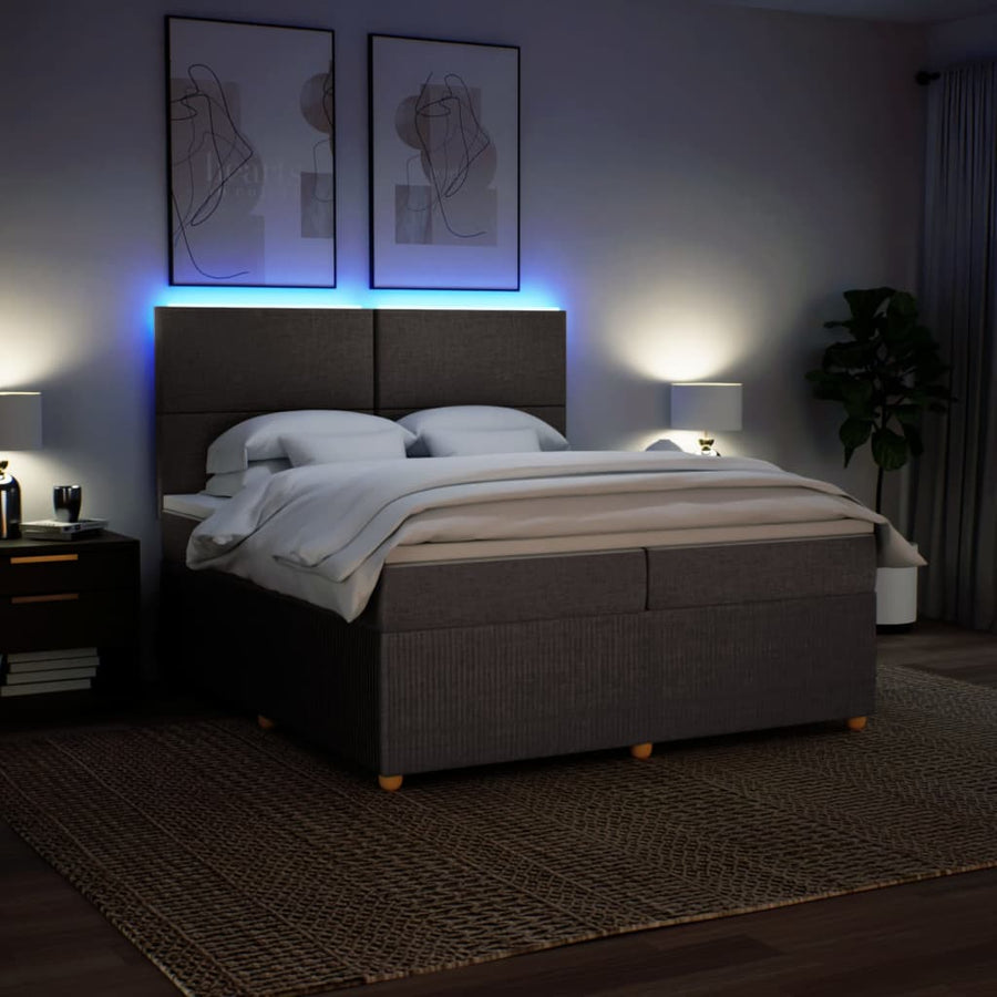 Boxspring met matras stof taupe 200x200 cm