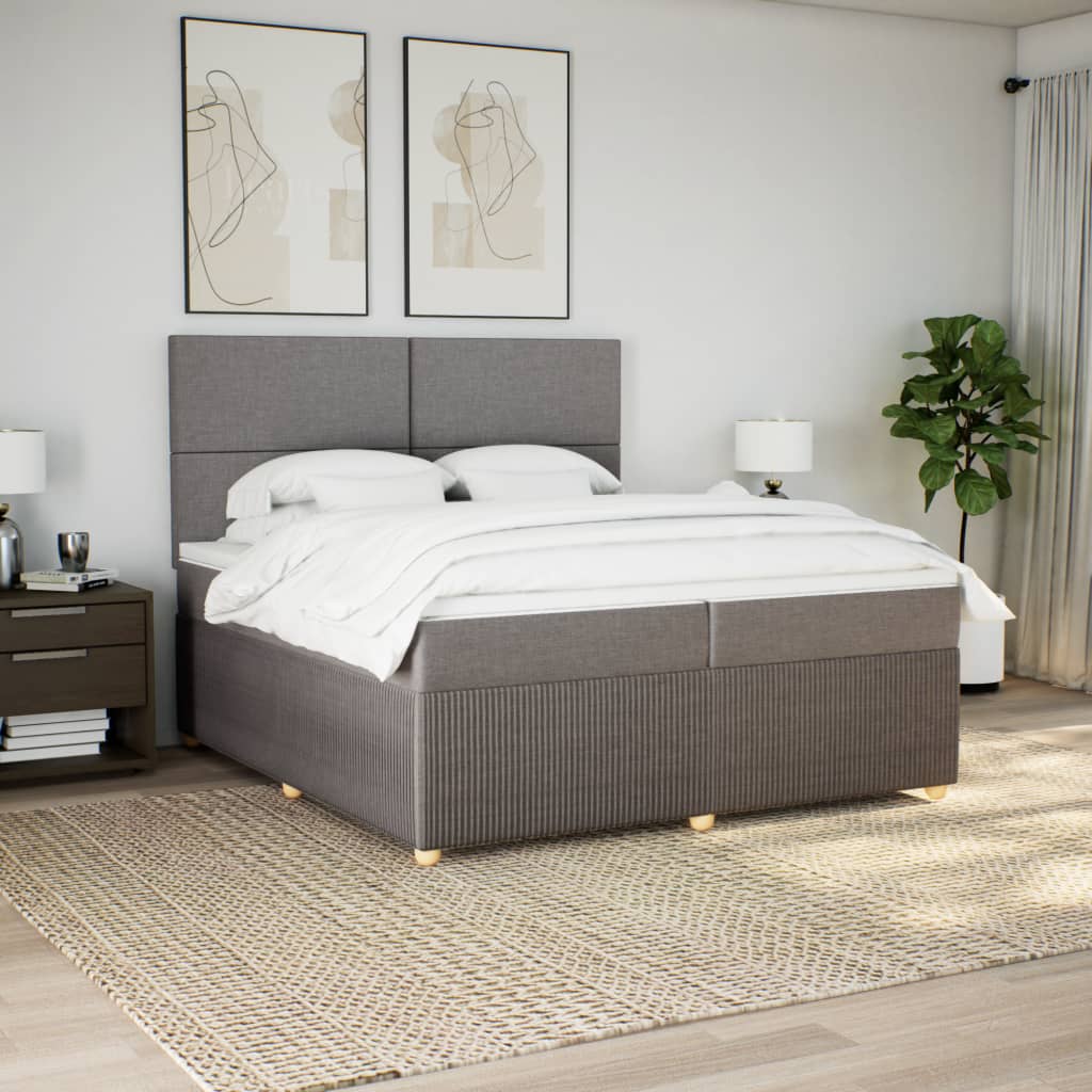 Boxspring met matras stof taupe 200x200 cm